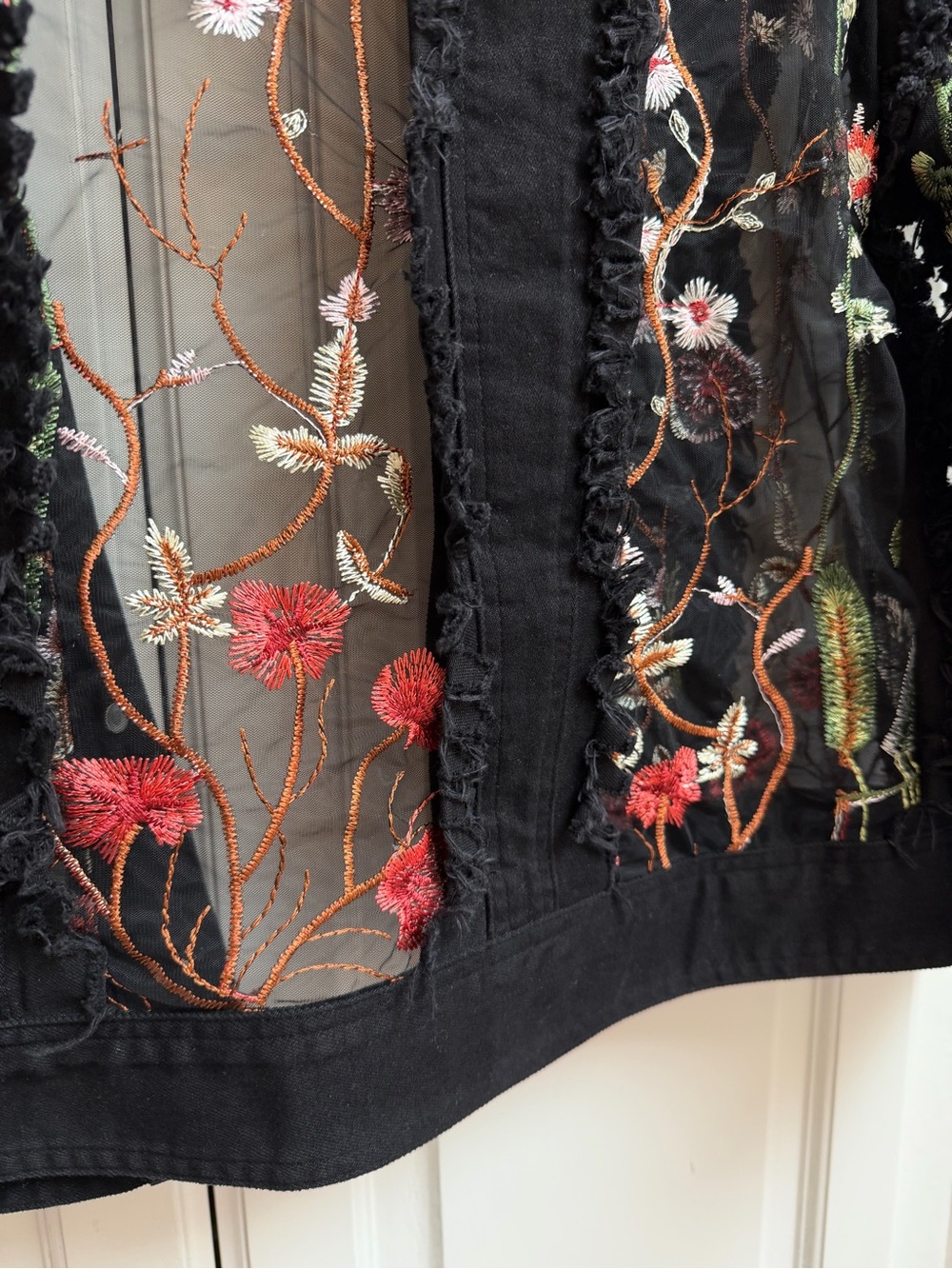 A.Z.I Floral Mesh Embroidered Jacket Black Size Medium - Picture 9 of 12